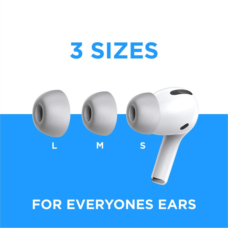 AutoLine Pro Foam Masters Memory Foam Ear Tips for AirPods Pro 1st & 2nd Gen | Comfortable | Secure | Better Noise Cancellation | Version 3.0 Replacement Buds (Small, Med, Large - 3 Pairs, Gray) - Image 5